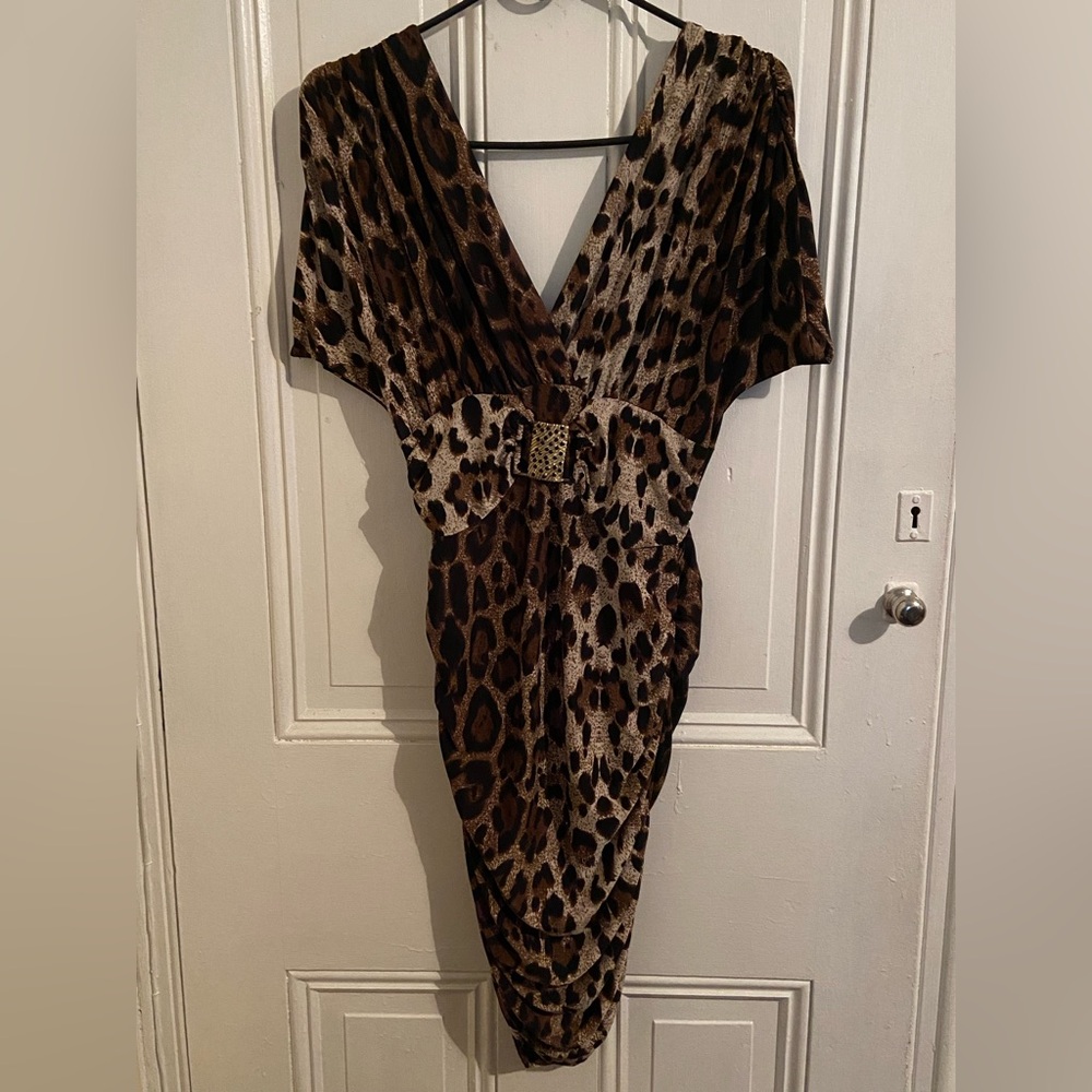 Leopard Print Backless Dress